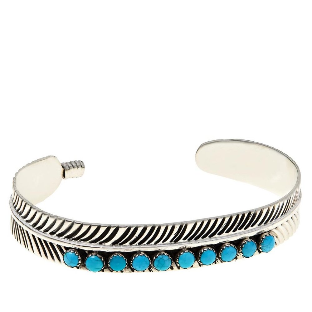 CHACO CANYON SLEEPING BEAUTY TURQUOISE STERLING SILVER CUFF BRACELET NEW